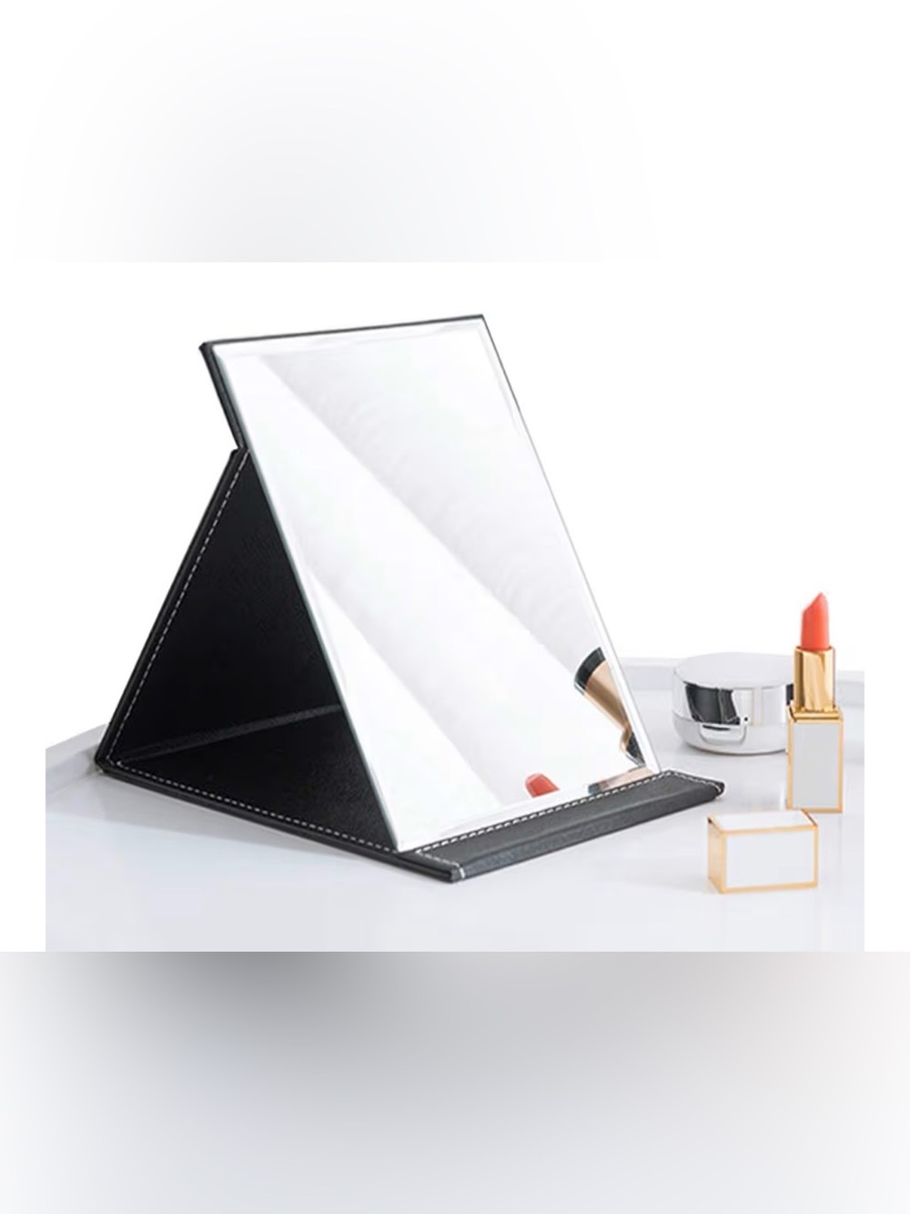 Portable Black Folding Makeup Mirror - Picture 2 of 7
